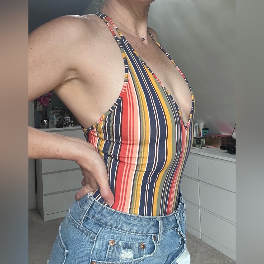 Forever 21 Red and Yellow Bodysuit One Piece
